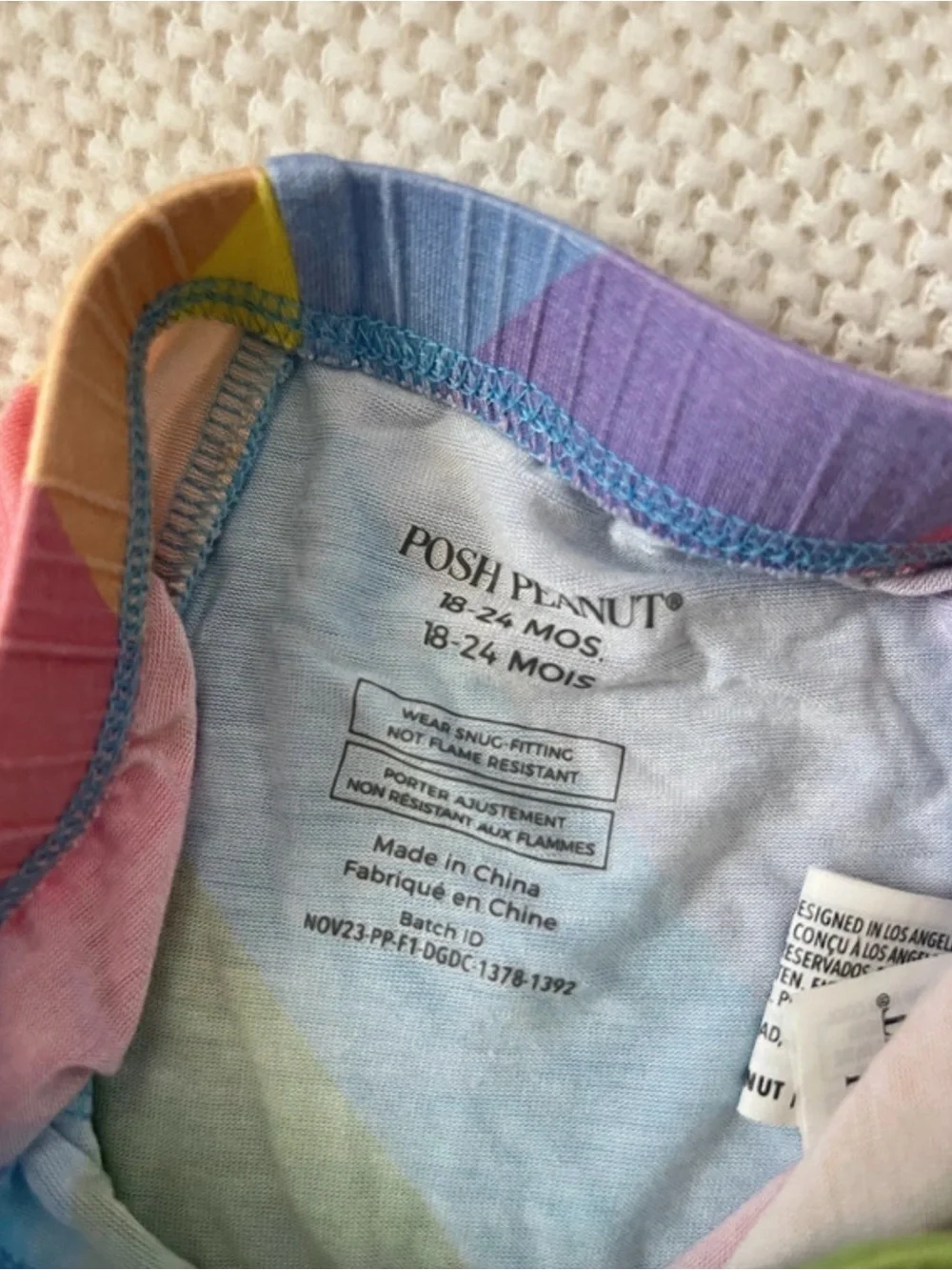 Posh Peanut Rainbow Bamboo Pajamas 18-24M One Piece Romper